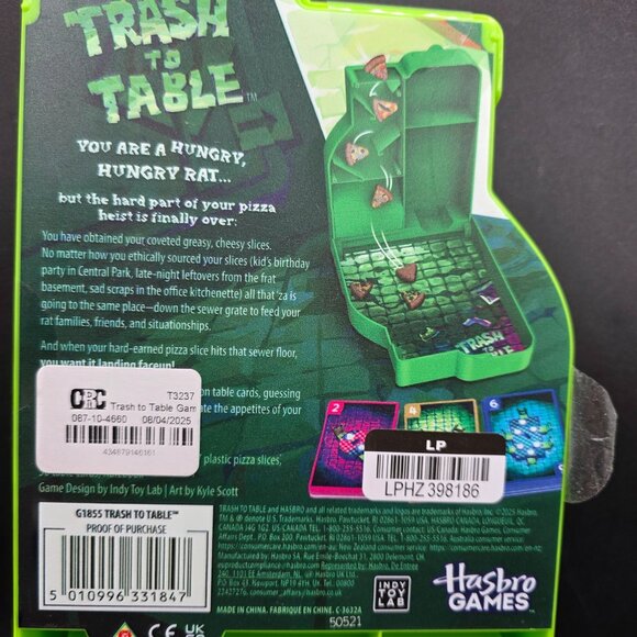 Trash To Table Board Game By Hasbro Games Ages 8+ 2-6 Players Hungry Rat Theme 2 - Picture 4 of 7